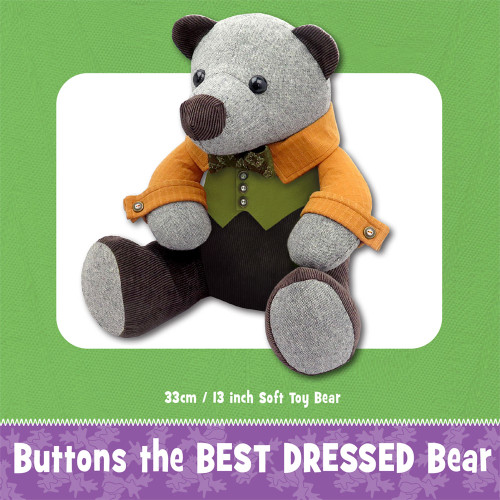 Button the Best Dressed Bear Soft Toy Sewing Pattern