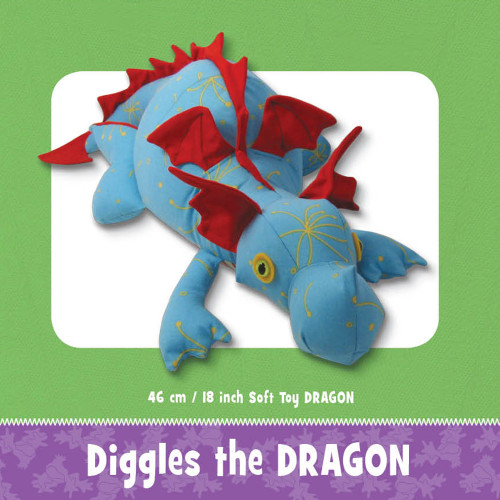 Diggles the Dragon Soft Toy Sewing Pattern