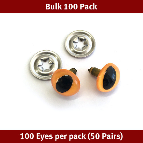 Toy Eyes Cat - 12mm Dark Yellow - Bulk 100 Pack (50 Pairs)