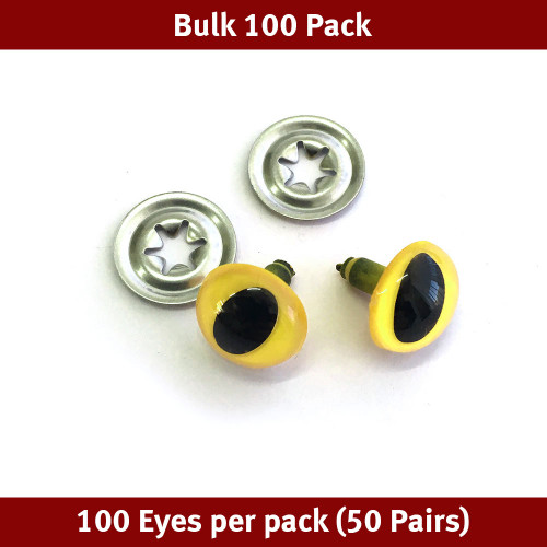 Toy Eyes Cat - 12mm Yellow - Bulk 100 Pack (50 Pairs)