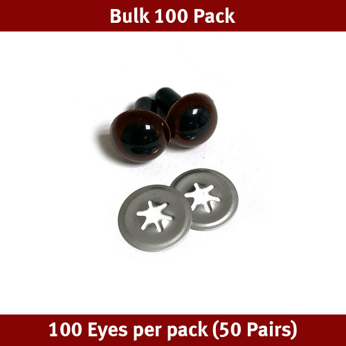 Toy Eyes Crystal - 12mm Dk Brown - Bulk 100 Pack (50 pairs)