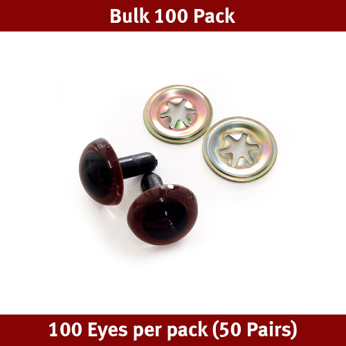 Toy Eyes Crystal - 15mm Dk Brown - Bulk 100 Pack (50 pairs)