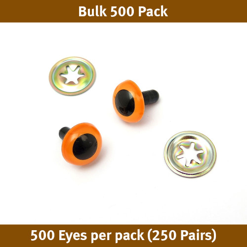 Toy Eyes Crystal - 15mm Luminous Orange - Bulk 500 Pack (250 pairs)