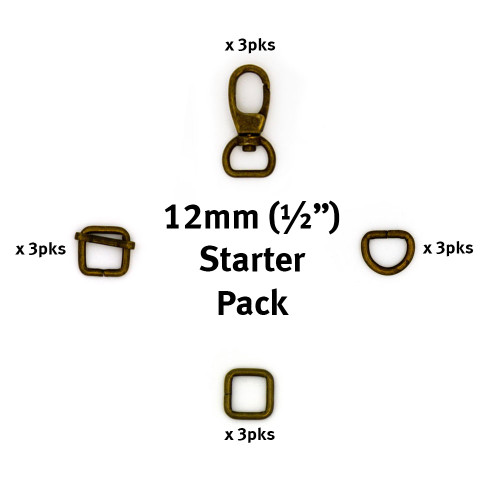 12mm (1/2") Retail Starter Pack Antique Brass