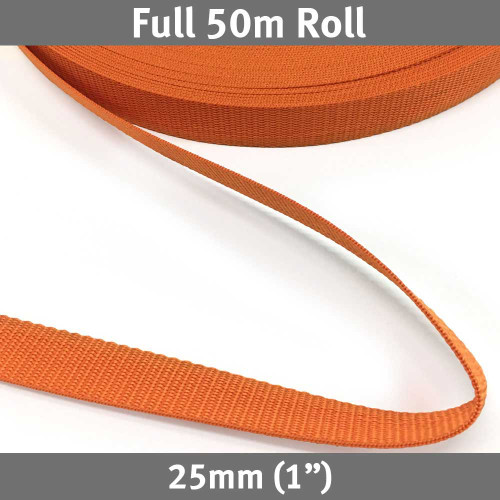 Polypropylene Webbing 25mm (1") Orange 50m Roll
