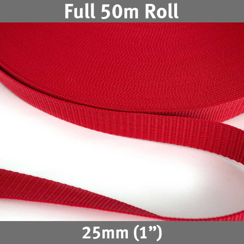 Polypropylene Webbing 25mm (1") Red 50m Roll