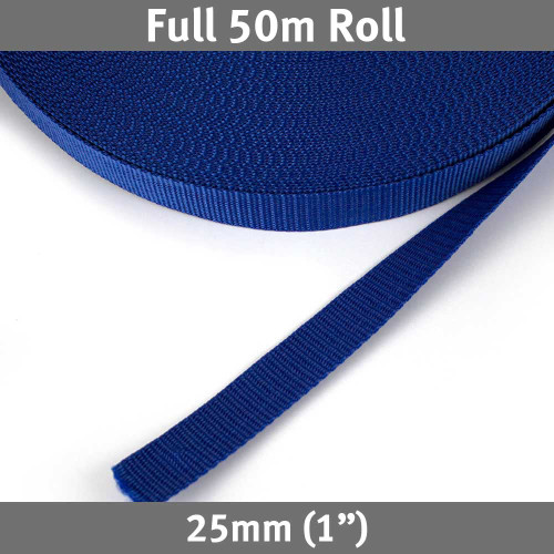 Polypropylene Webbing 25mm (1") Royal Blue 50m Roll