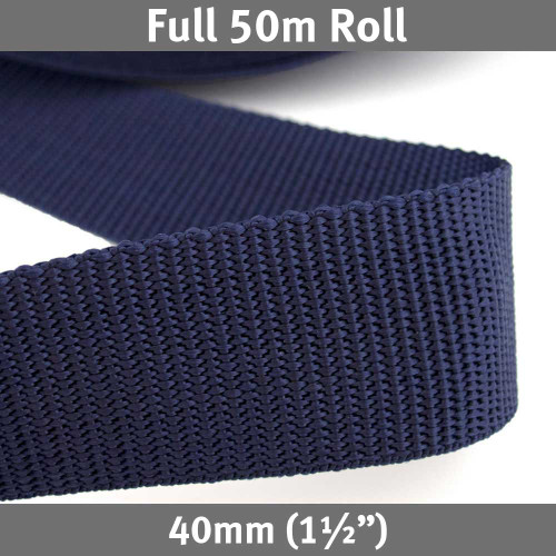 Polypropylene Webbing 40mm (1-1/2") Navy Blue 50m Roll