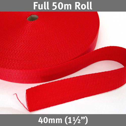 Polypropylene Webbing 40mm (1-1/2") Red 50m Roll