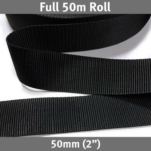 Polypropylene Webbing 50mm (2") Black 50m Roll