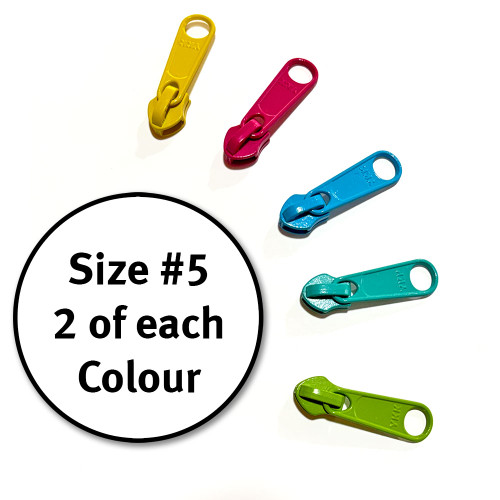 YKK #5 Non-Locking Zipper Slider 10pk Brights