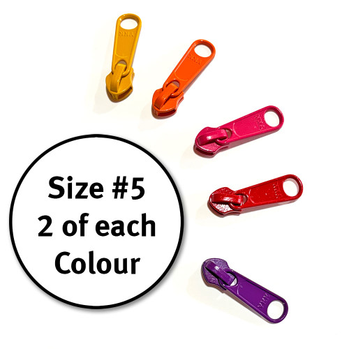 YKK #5 Non-Locking Zipper Slider 10pk Hot Bright