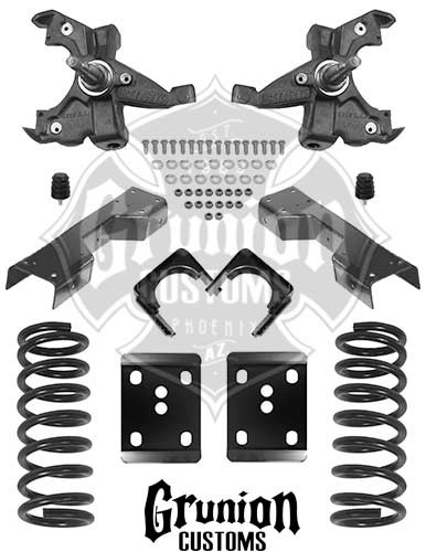 GMC C1500 4/6" Lowering Kit, Front Drop Coils and Spindles, Rear Axle Flip Kit and 
C-Notch