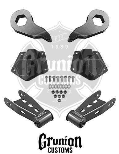 Chevy Tahoe 2/4" Lowering Kit, Front Torsion Keys, Rear Shackles and Hangers