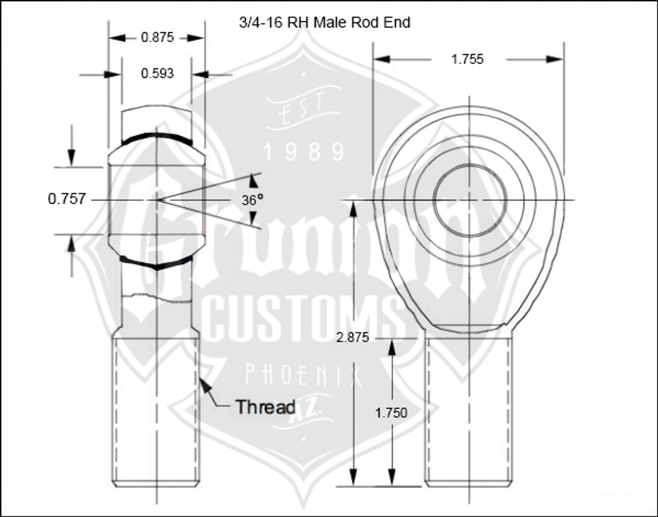 3/4-16 Heim Joint Rod End CHROMOLY w/ Jam Nuts 2 Right Hand Male Thread