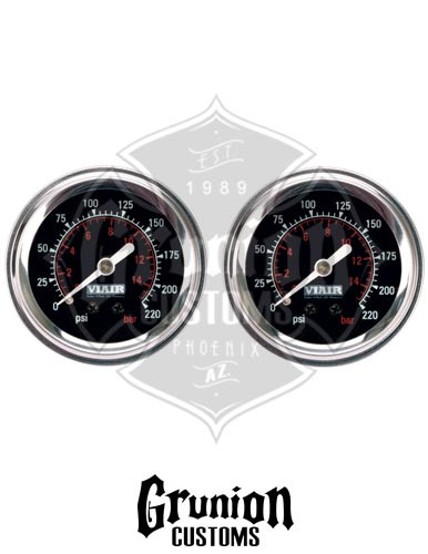 Viair Air Pressure Gauges 2" BLACK Face Single Needle 220 PSI 2 Pack 90090