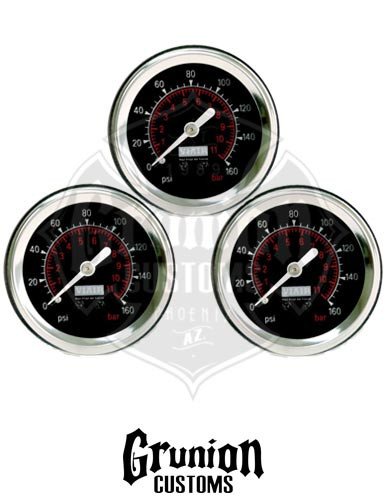 Viair Air Pressure Gauges 1.5" Black Single Needle 160 PSI 90085