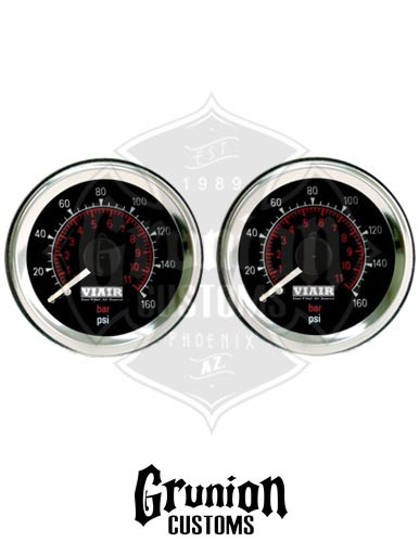 Viair (2) Air Pressure Gauges 1.5" Black Single Needle Air Suspension 160 PSI 90085