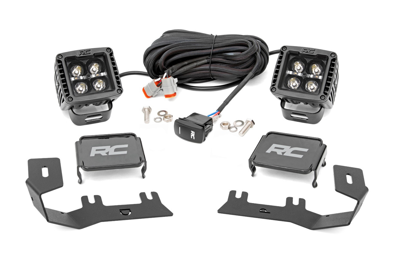 LED Light | Ditch Mount | 2" Black Pair | Amber DRL | Chevy/GMC 1500 (14-18)