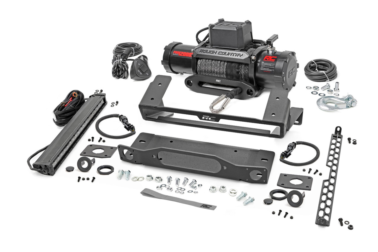 High Winch Mount | All Models | 12000S | 20 Inch Black Single Row LED | Ford Bronco 4wd (2021-2022)