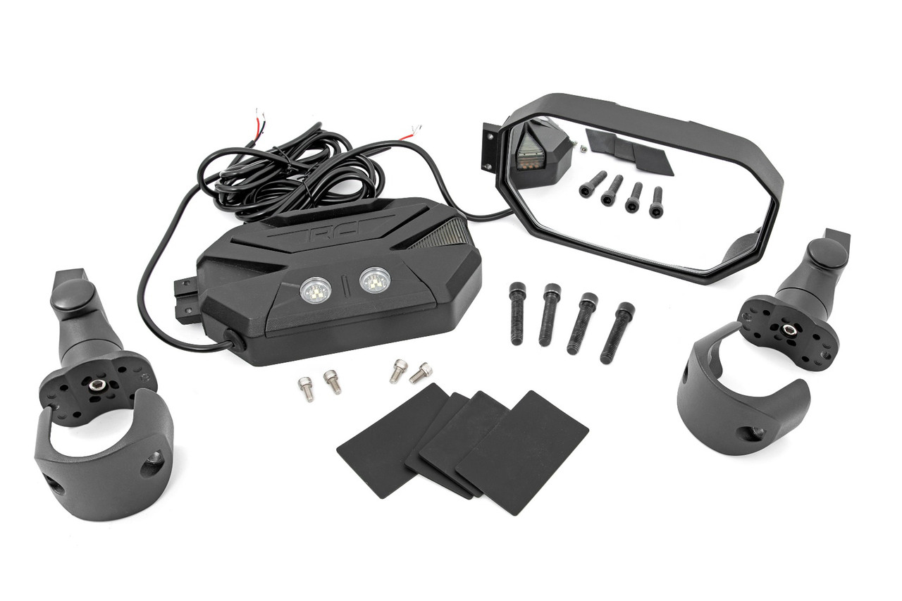 Aluminum Side Mirrors | UTV | Round Tube Cage w/Turn Signal