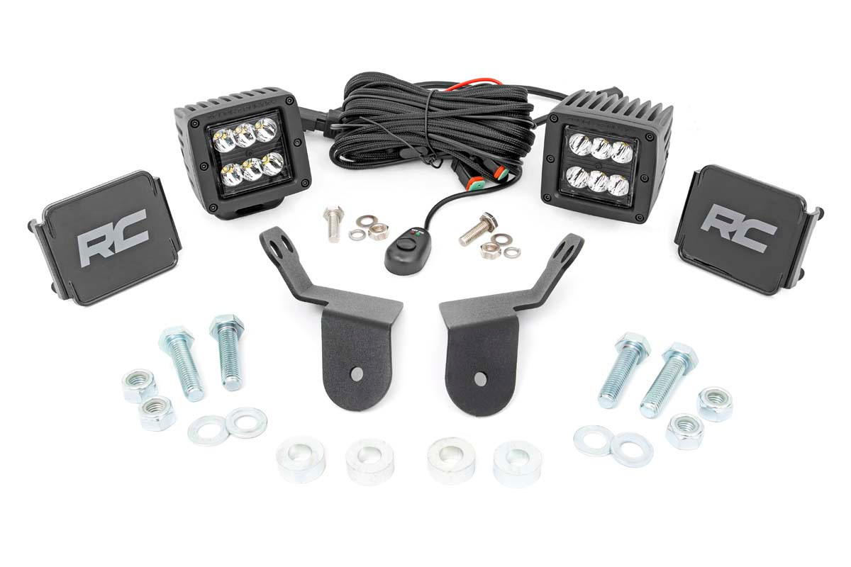 LED Light | Cage Mount | 2" Black Pair | Honda Pioneer 1000/Pioneer 1000-5 (16-22)