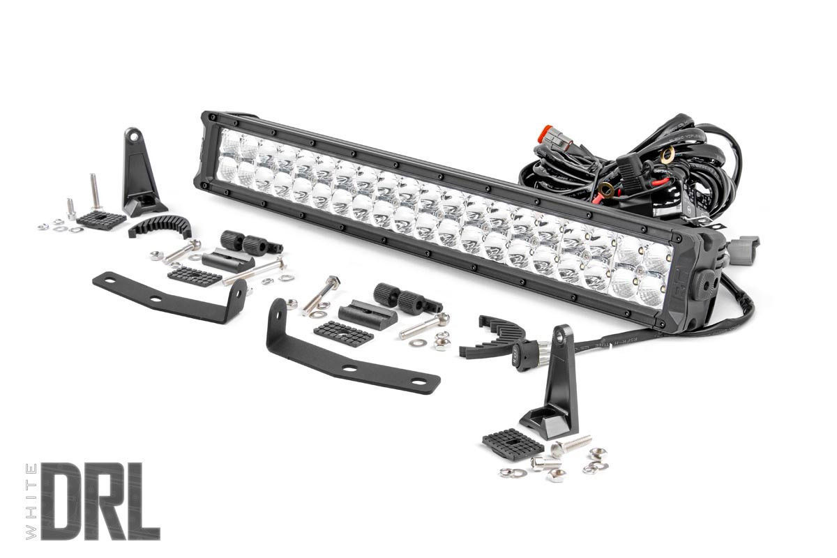 LED Light | Bumper Mount | 20" Chrome Dual Row | White DRL | Nissan Titan XD (16-21)