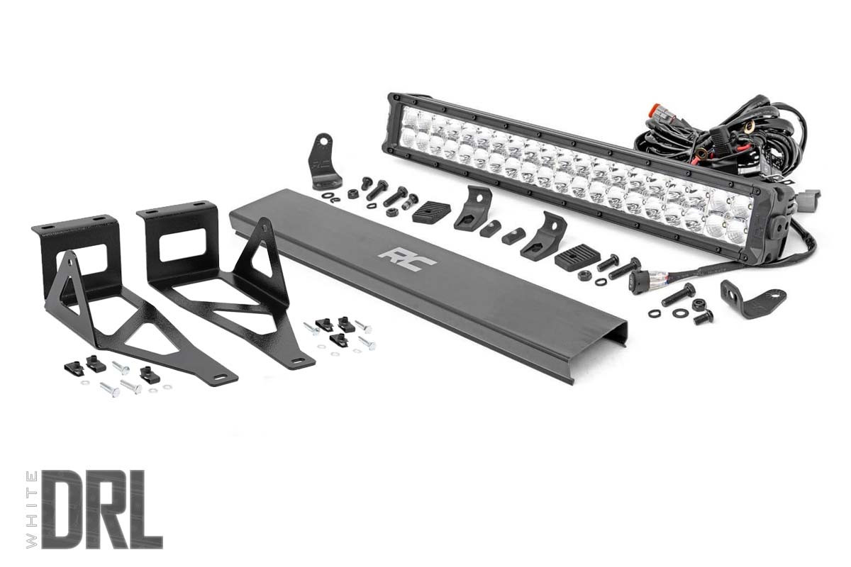 LED Light | Bumper Mount | 20" Chrome Dual Row | White DRL | Ford Super Duty (05-07)