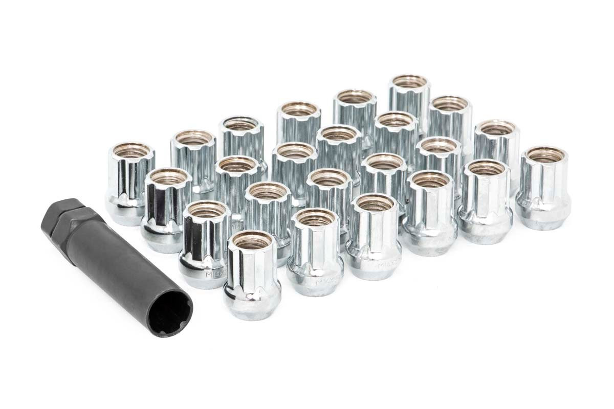 M14 x 1.5 Lug Nut Set of 24 | Chrome | Open End