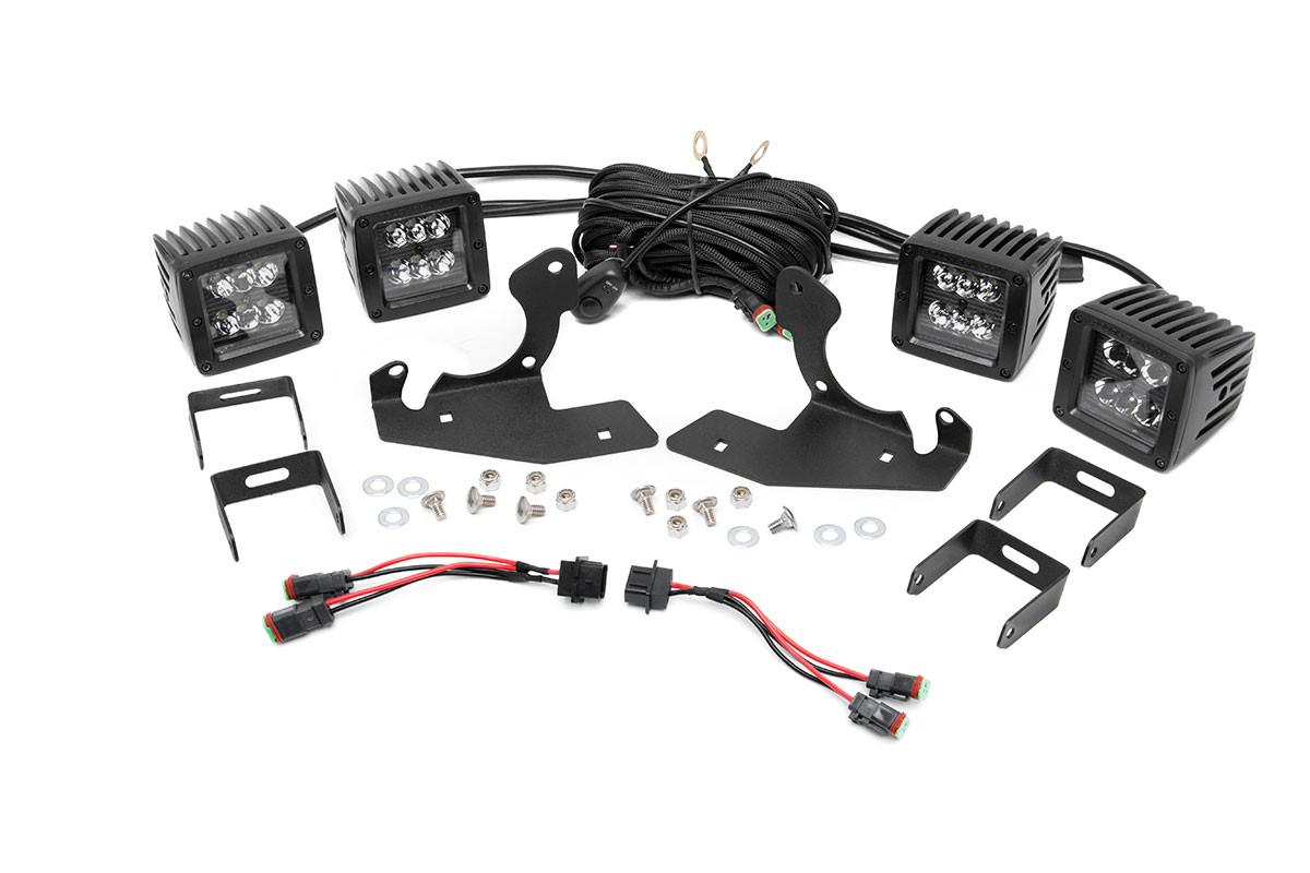 LED Light | Fog Mount | Dual 2" Black Pairs | Chevy Silverado 1500/2500HD/3500HD 2WD/4WD