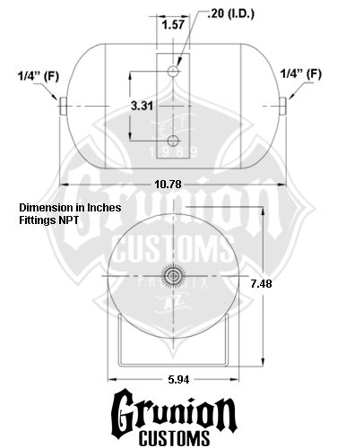 Viair 1 Gallon Air Tank 150 PSI 1/4" NPT Ports 91010