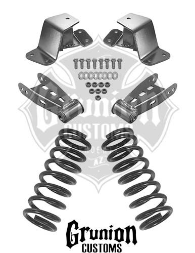 GMC C1500 2/4" Lowering Kit, Front Drop Coils, Rear Shackles, Rear Drop Hangers