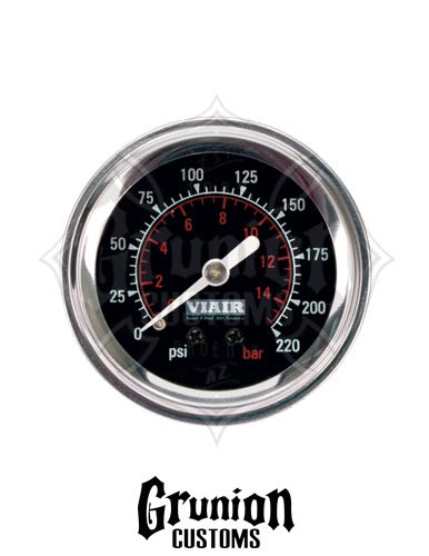 Viair Air Pressure Gauge 2" BLACK Face Single Needle 220 PSI 90090