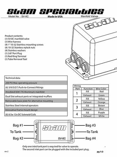 Slam Specialties 4 Corner Solenoid Valve w/ 8 Switch Air Bag Ride Controller