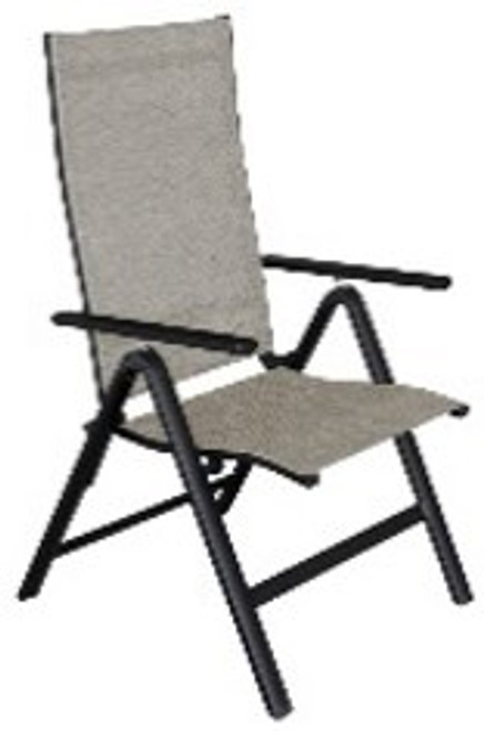 Megan deluxe aluminum high back sling folding and recliner chair.