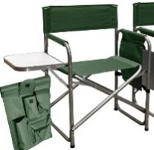 Director folding chair with a side table and pocket on the side with storage