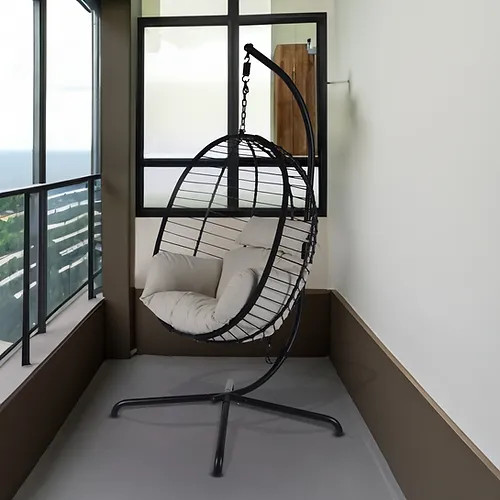 Ägg Hanging All Weather Chair-Black