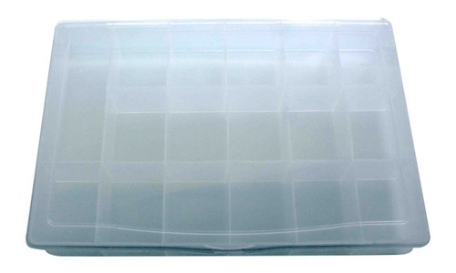 Rectangular plastic see-through box with 17 divisions, perfect for organizing, especially nail art.