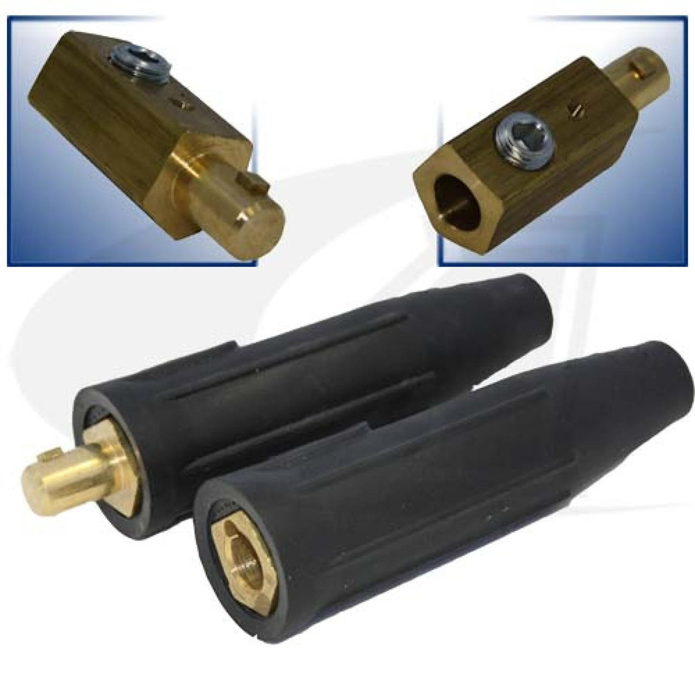 250 Amp L Dinse Style Cable Connector - Black | Arc-Zone