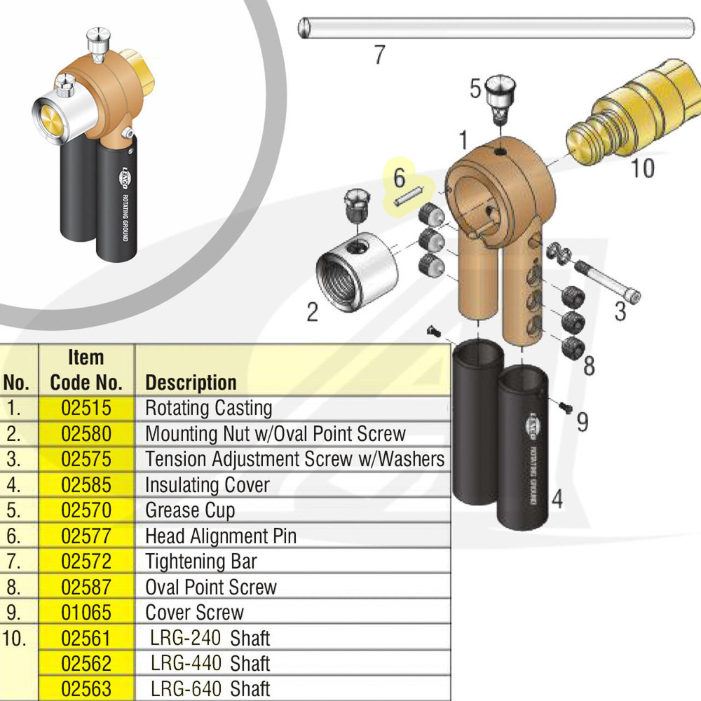 Head Alignment Pin for LRG Rotary Ground Clamps