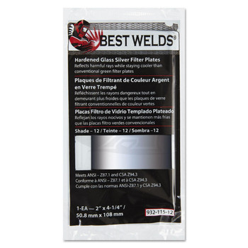 Best Welds Silver Mirror, Glass Filter Plate, 2" x 4-1/4" 