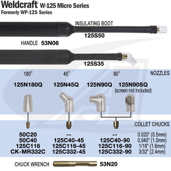 Profax 45° #6 Quartz Cup: Weldcraft/Miller MT-125 Micro TIG Torches 