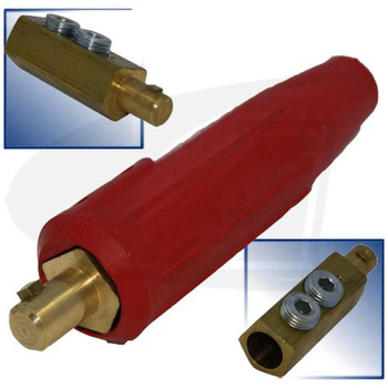 Lenco 500 Amp Large Dinse Style Machine Connector - Red 