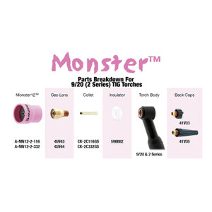 Arc-Zone Pro Monster12 Gas Lens Kit: 9, 20 & 2 Series - Buy 2 Cups & SAVE 