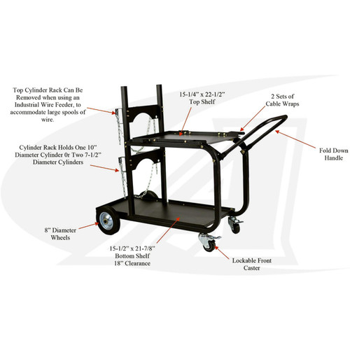 Metal Man Large Universal Welding Cart w/ Folding Handle 