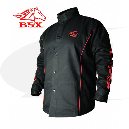 Black Stallion Stryker™ Flame Resistant Welding Jacket - Black Flames 