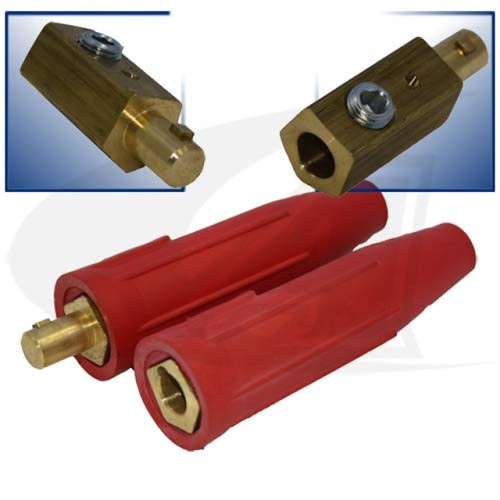 500 Amp Large Dinse Style Cable Connector - Red | Arc-Zone