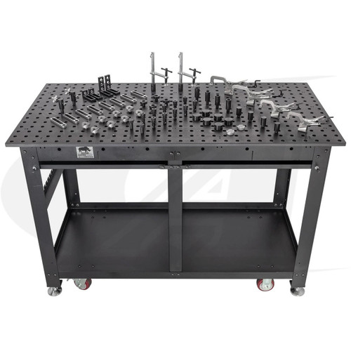 StrongHand Tools Rhino Cart™ Mobile Fixturing Station, 60" x 30" with 66 Piece Fixturing Kit 