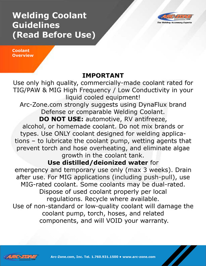 Thermal Dynamics Extra-Cool Plasma Arc Welding Coolant