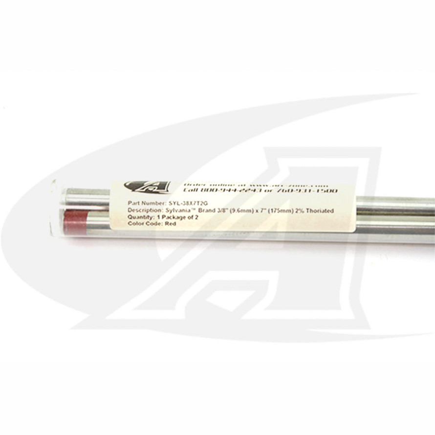  2% Thoriated Sylvania Tungsten (GTP), 3/8"(9.6mm) x 7"(175mm) 